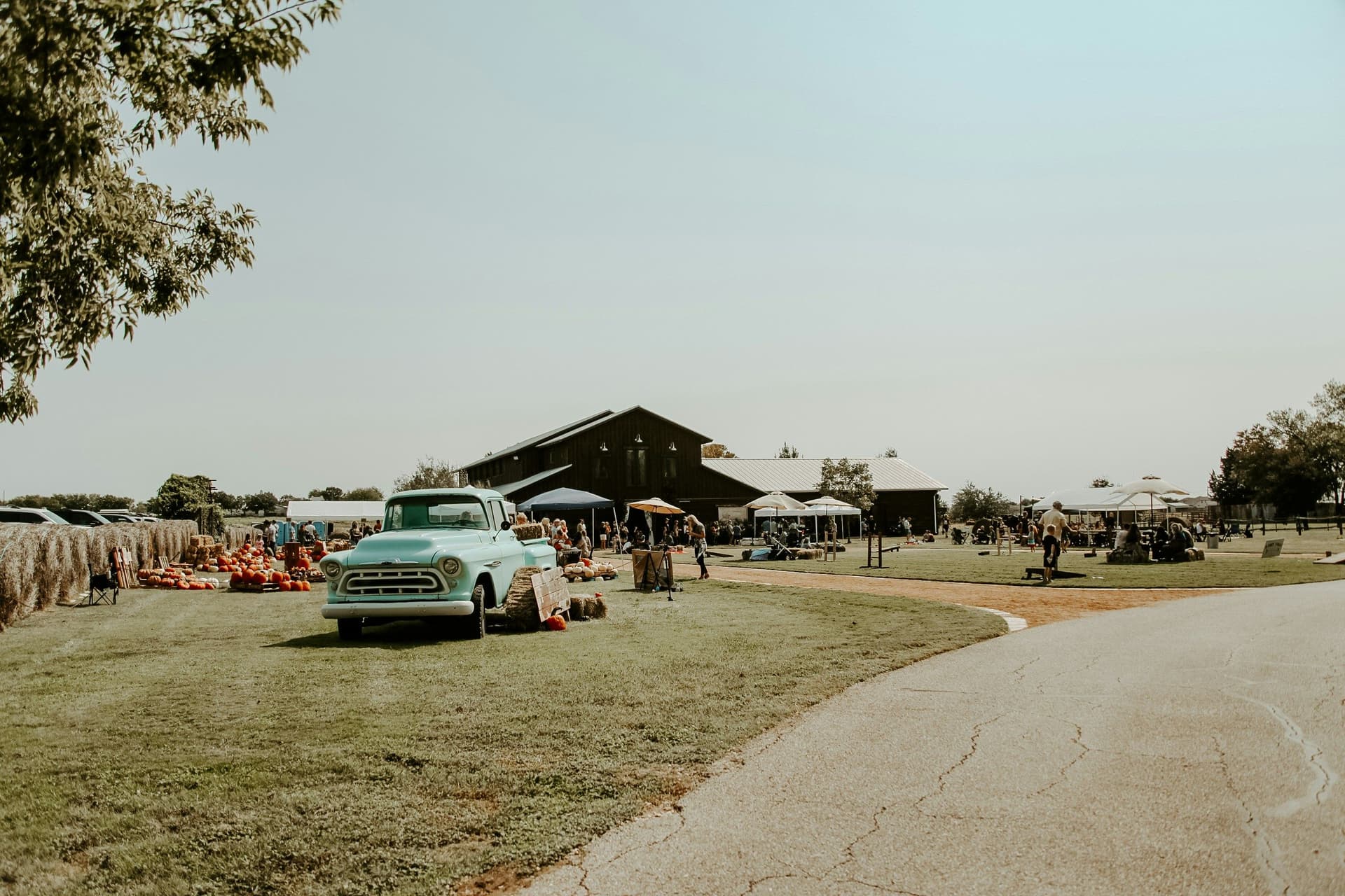 vintage truck, pumpkins, barn, fall gathering